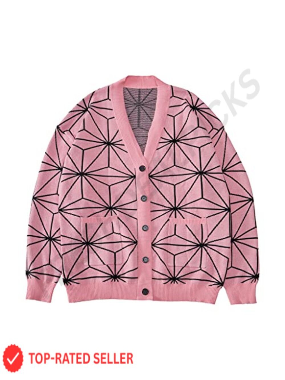 Anime Kamado Nezuko Cardigan Sweater Button V-Neck Long Sleeve Cosplay